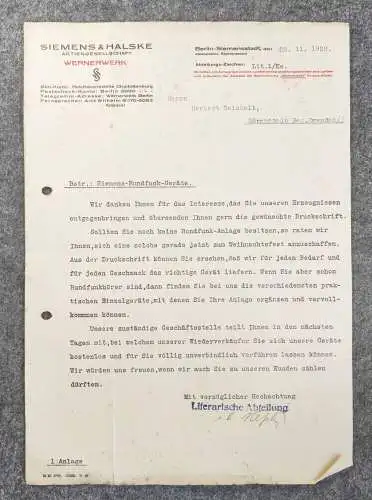 Siemens Halske Aktiengesellschaft Dokument Berlin Siemensstadt 1928