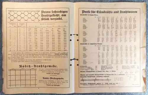 Preisliste 1933 Gebrüder Pfeifer Schmölln Thüringen