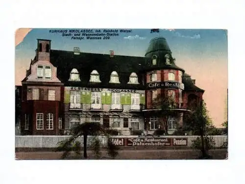 Ak Kurhaus Nikolassee Cafe und Restaurant 1925 Stadt und Wannseebahn Station