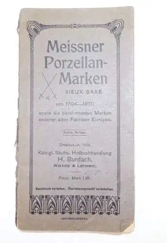 Meissner Porzellan Marken altes Leporello 1913 Burdach Porzellanmarken