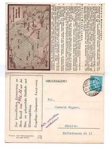 Drucksache Ansprung Erzgebirge 1932 Klappkarte