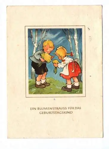 Ak Ein Blumenstrauss für das Geburtstagskind 1953 DDR Kinder mit Blumen
