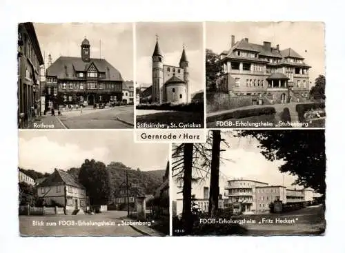 Ak Gernrode Harz Rathaus Stiftskirche Erholungsheim Fritz Eckert 1962