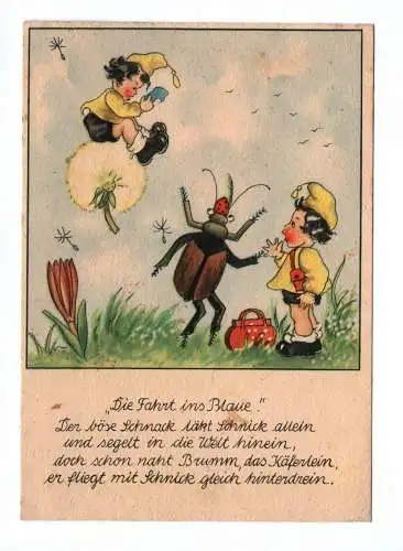 Künstler Ak Margarete Palu Kinder mit Käfer