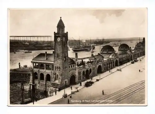 Ak Hamburg Seewarte Hauptbahnhof und St. Pauli Landungsbrücken 3 Echtfoto Karten