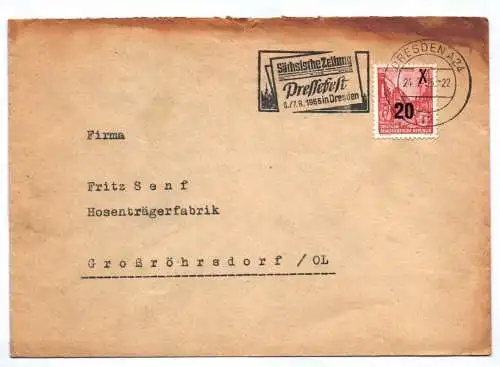 DDR Brief 1955 Firma Fritz Senf Hosenträgerfabrik Großröhrsdorf