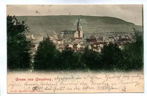 Ak Gruss aus Annaberg Ansicht Stadt Kirche Sachsen