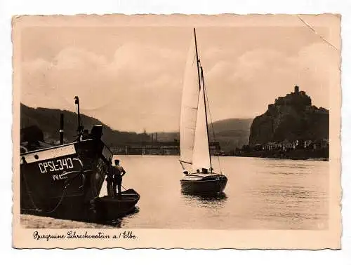 Foto Ansichtskarte Burgruine Schreckenstein a./ Elbe 1939