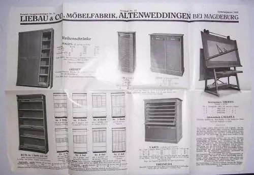 3 x Werbe Papiere Liebau & Co Altenweddingen bei Magdeburg Büromöbel 1935er ! (D