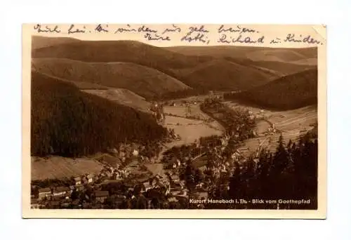 Ak Kurort Manebach in Thüringen Blick vom Goethepfad 1954