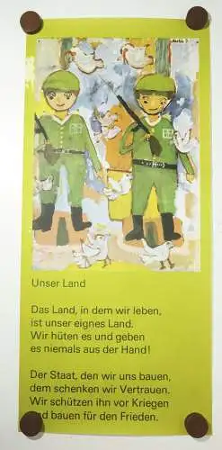 DDR Poster Plakat Unser Land NVA Kinder Deko Vintage Naive Malerei Druck Print !