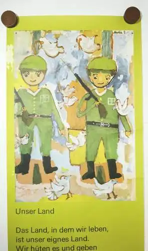 DDR Poster Plakat Unser Land NVA Kinder Deko Vintage Naive Malerei Druck Print !