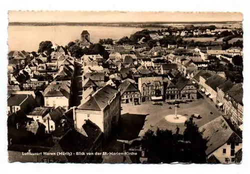 Ak Luftkurort Waren Müritz Blick von der St. Marien Kirche 1957