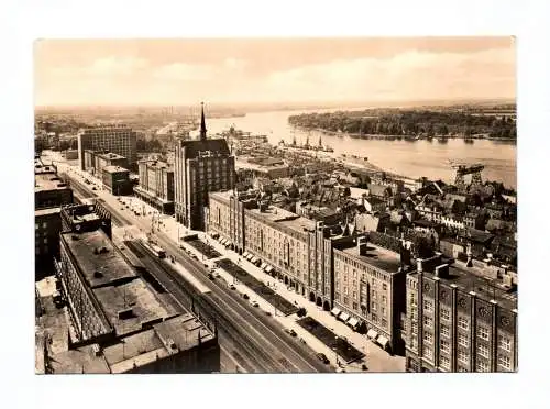 Ak Rostock Langestrraße mit Blick auf die Warnow 1967