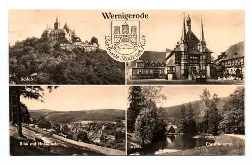 Ak Wernigerode Die bunte Stadt am Harz Schloß Rathaus 1961