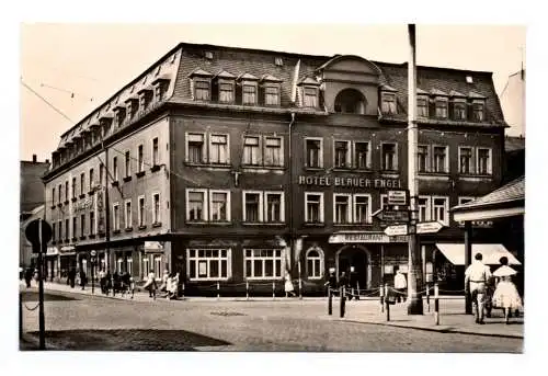 Foto Ak Aue Sachsen Hotel Blauer Engel 1961