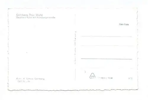 Ak Gehlberg Thüringer Wald Gasthaus Kühn mit Arlesbergerstraße 1968