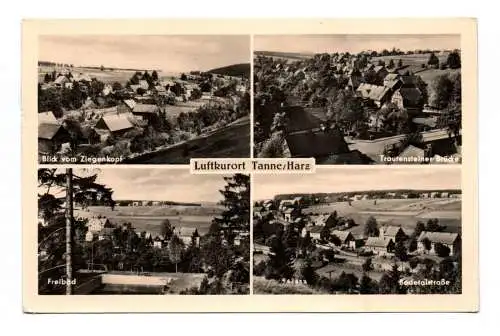 Ak Luftkurort Tanne Harz 1958 Freibad Blick vom Ziegenkopf