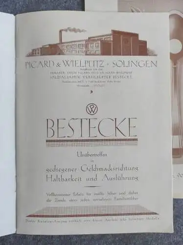 Alter Katalog mit Beilage 2 Preislisten Ricard Wielputz Solingen Bestecke