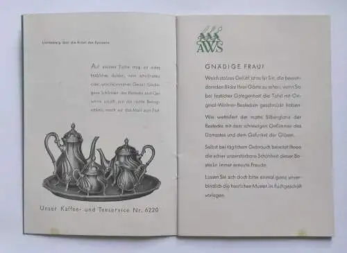 AWS Original Wellner Bestecke Zittau alter Katalog  mit Preisliste Heft
