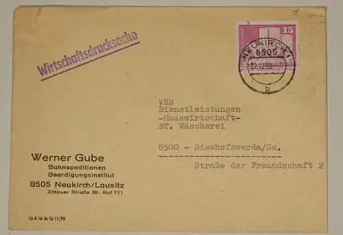 Firmen Brief Werner Gube Bahnspedition Beerdigungsinstitut Neukirch Lausitz 1980