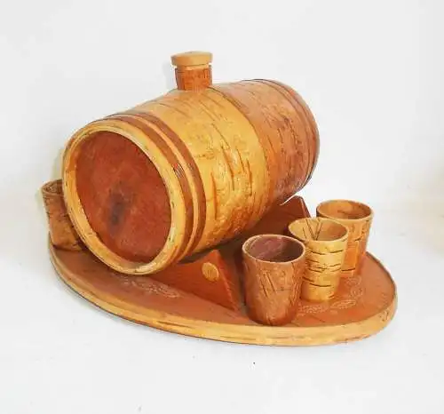 Bulgarien Russland Souvenir Birkenrinde Fass 6 Stamper nur ! Deko DDR 
