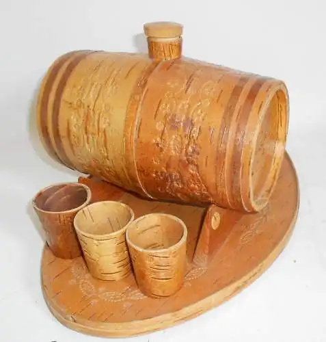 Bulgarien Russland Souvenir Birkenrinde Fass 6 Stamper nur ! Deko DDR 