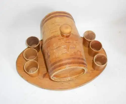 Bulgarien Russland Souvenir Birkenrinde Fass 6 Stamper nur ! Deko DDR 