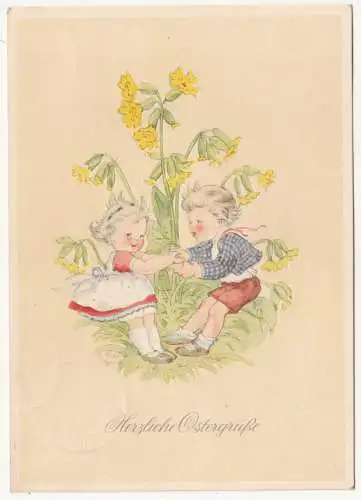 Künstler Ak tanzende Kinder Osterfest Ostern eastern DDR 1954
