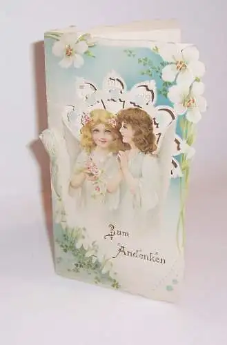 Sehr dekorative Jugendstil Karte Engel Kitsch Vintage 1906 Zum Andenken deko !(D