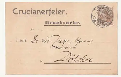 Aufruf u Programm Ak Crucianerfeier 1891 u 1905 Studentika Dresden Kreuzschule