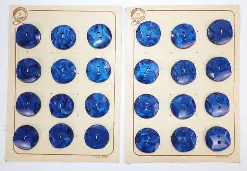 Garki Knöpfe Blau Art Deco Durchmesser 27 mm Vintage 24 Stück buttons