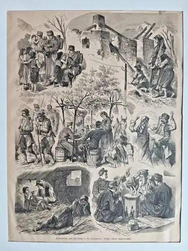 Friedensbilder nach dem Kriege in der Herzegowina Holzstich 1881