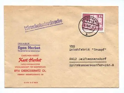 Wirtschaftsdrucksache Kurt Herbst Tapeziermeister Oderwitz 1980 DDR