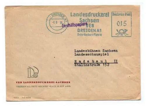 Geschäftspapiere VEB Landesdruckerei Sachsen 1958 DDR