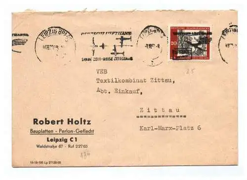 Brief Robert Holtz Bauplatten Perlon Geflecht DDR Leipzig