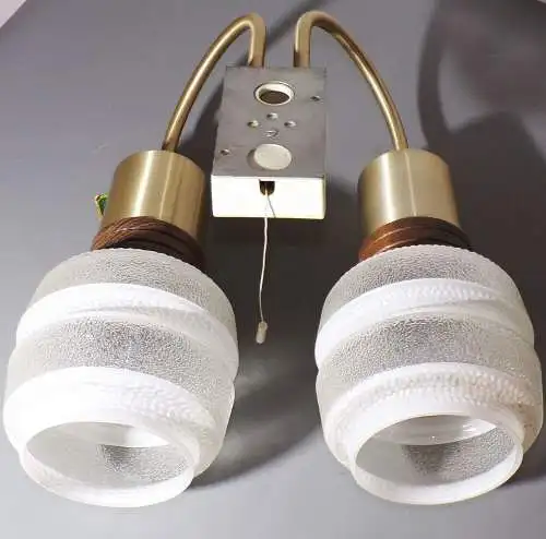 DDR Wandlampe 2armig VEB Leuchtenbau Arnsdorf E27 Lampe  Metall Holz Glas