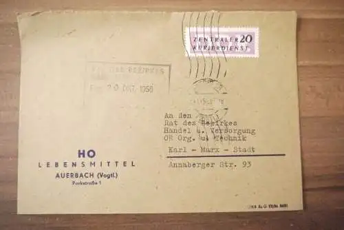 HO Lebensmittel Auerbach Vogtland DDR 1956 ZKD Brief