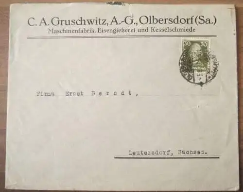 Firmenbrief 1937 Gruschwitz Olbersdorf Maschinenfabrik Sachsen