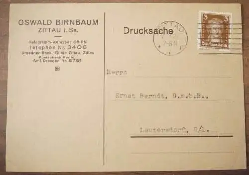 Oswald Birnbaum Drucksache 1927 Zittau Sachsen