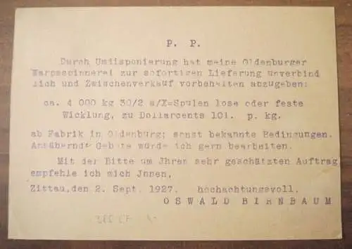 Oswald Birnbaum Drucksache 1927 Zittau Sachsen
