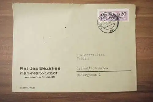 Rat des Bezirkes Karl Marx Stadt DDR ZKD Brief 1956