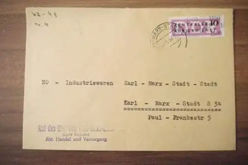 ZKD Brief Rat des Bezirkes Karl Marx Stadt Handel und Versorgung 1957 DDR