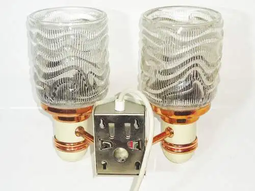 DDR Wandlampe 2flamig Pressglas 1970er 1980er Retro Design