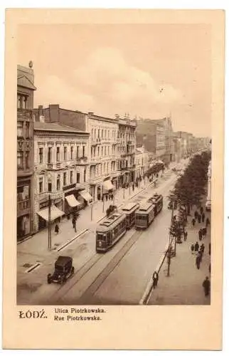 Feldpost Ak Lodz Ulica Piotrkowska Straßenbahn Polen 1939