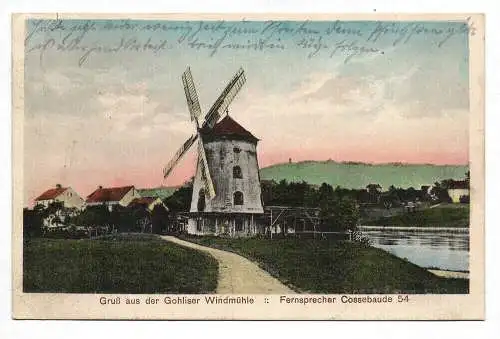 Ak Gruss aus der Gohliser Windmühle Fernsprecher Cossebaude 54