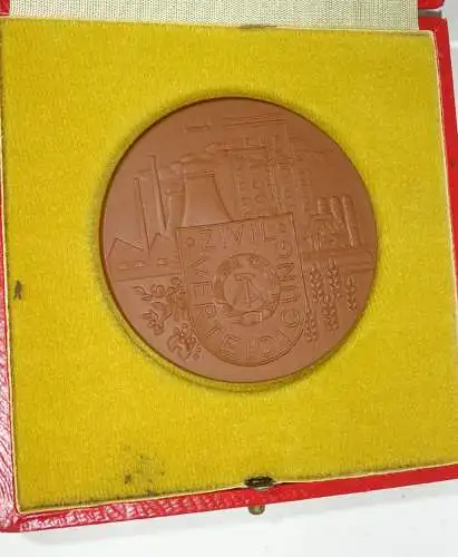 Konvolut Meissen Plakette Medaille Meissen Besuch Zivil Verteidigung