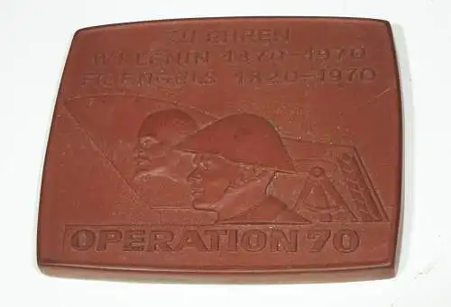 Meissen Medaille Plakette Operation 70 Zu Ehren W.I. Lenin & Fr. Engels !