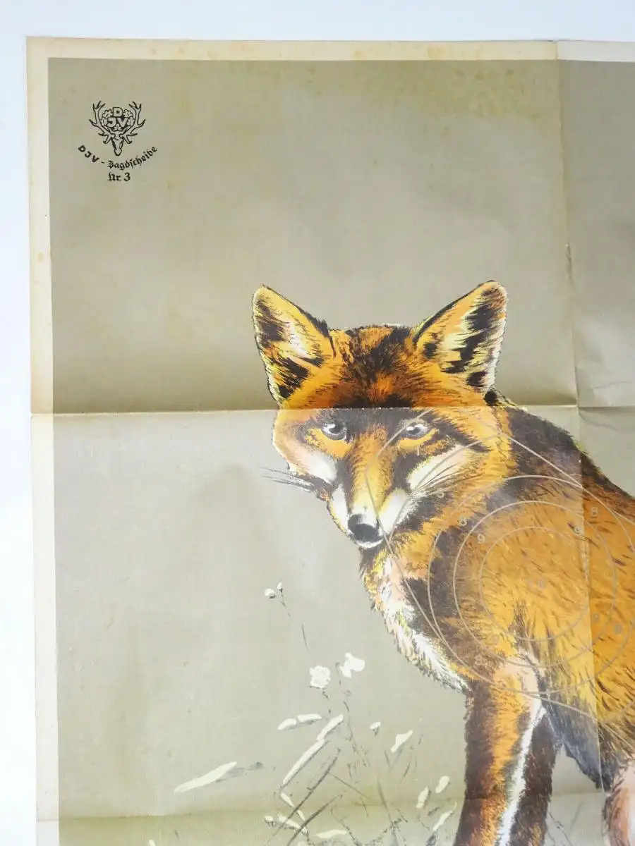 Alte DJV Plakat Poster Fuchs Buddenberg sign. Print Sammler Jäger Schießscheibe 1