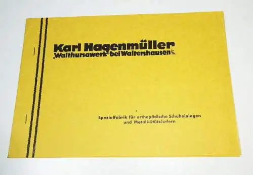 Katalog Hagenmüller Walthursawerk Waltershausen Orthopädische Schuheinlagen 1932